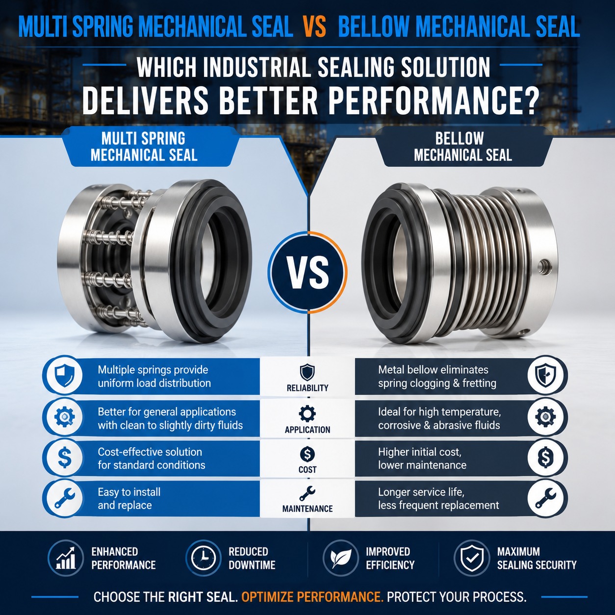 Multi Spring Mechanical Seal vs Bellow Mechanical Seal: Which Industrial Sealing Solution Delivers Better Performance?